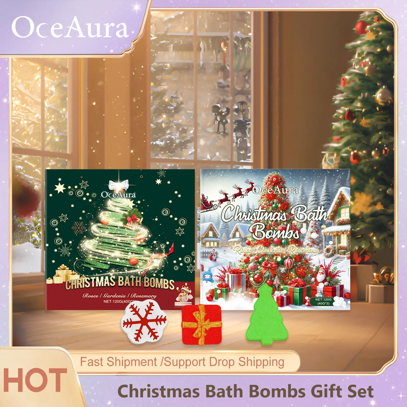 

Christmas Bath Bomb Gift Set Bubble Bath Bomb Relaxing Moisturize Stress Relief Exfoliating Fragrance Aromatherapy Spa Salt Ball