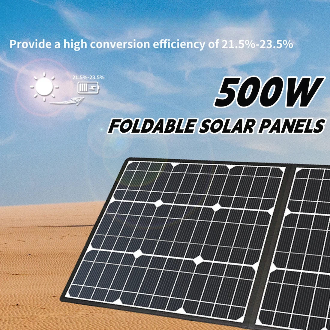 500W Solar Panel Kit 18V Portable Foldable Solar Panel Solar Outdoor Charger Mobile Phone Charging Power Bank Hiking Camping