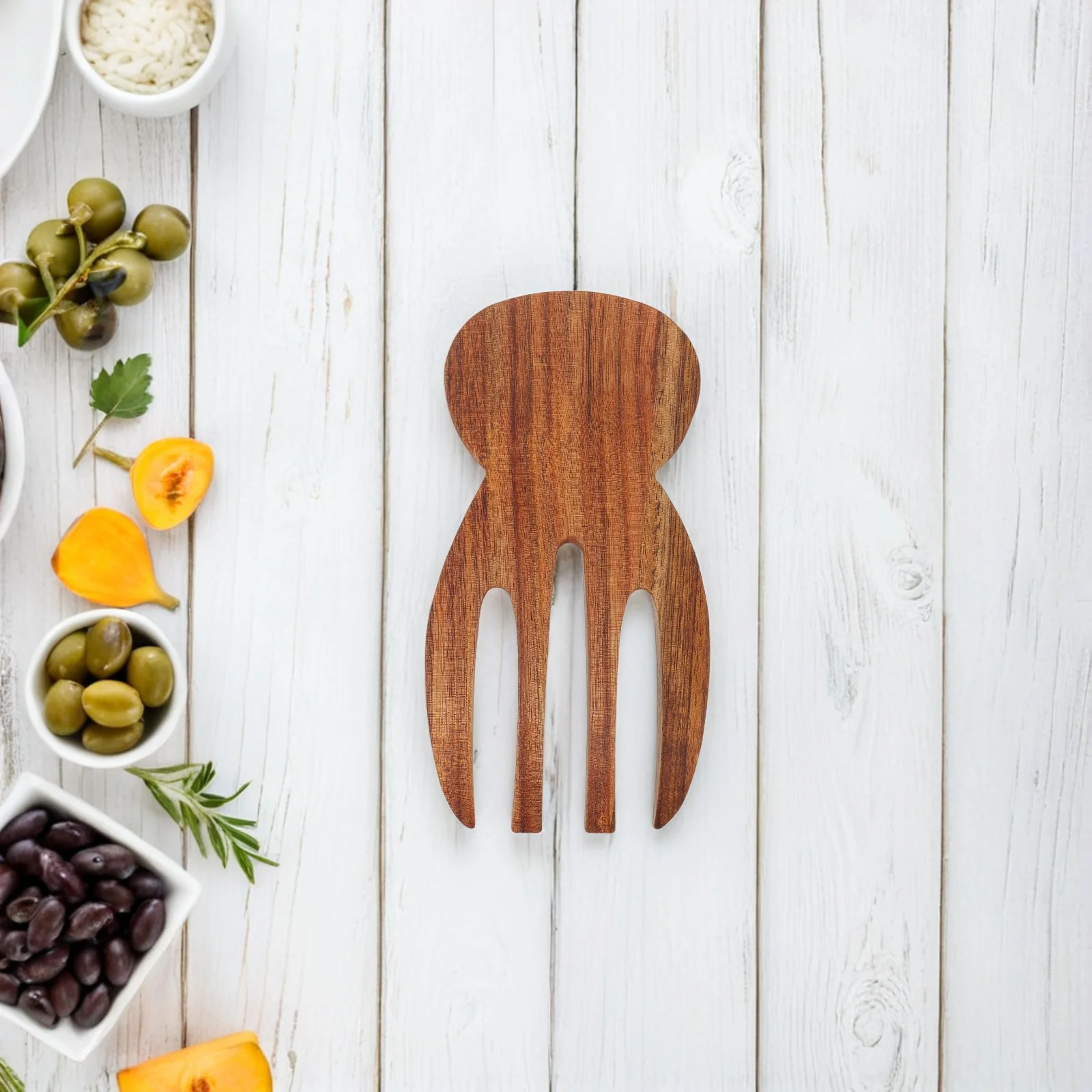 

2pcs Acacia Wood Hands Natural Grain Kitchenware for Mixing Salad Kneading Dough Buffet Serving Wooden Utensils Salad