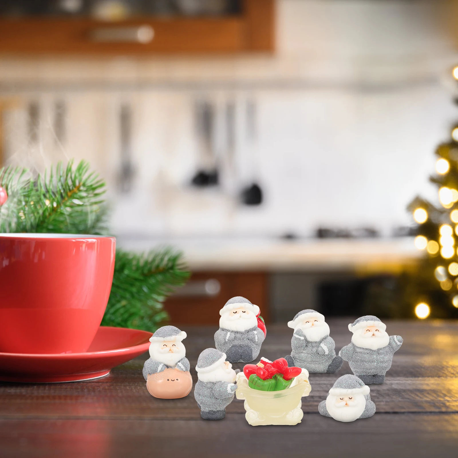 

8 Pcs Snow Decorations Mini Resin Ornaments Home Tangerine Miniature Presents Elder