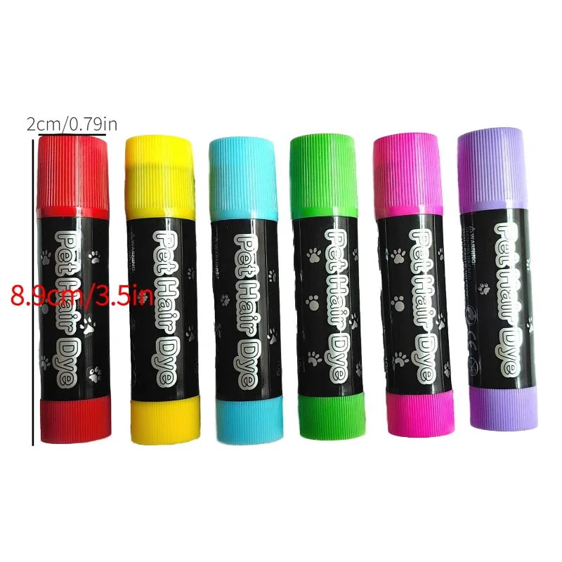 6pcs Temporary Pet Hair Color Dye Markers Dogs Cat Horses Animals Washable Remove Pet Grooming Pen Rotating Easy Application