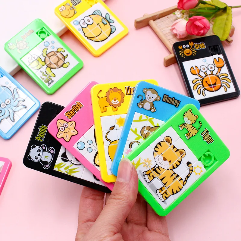 5Pcs Cute Plastic Animal Jigsaw Puzzles Educational Toys for Kids Birthday Party Favors Pinata Fillers School Carnival Prizes