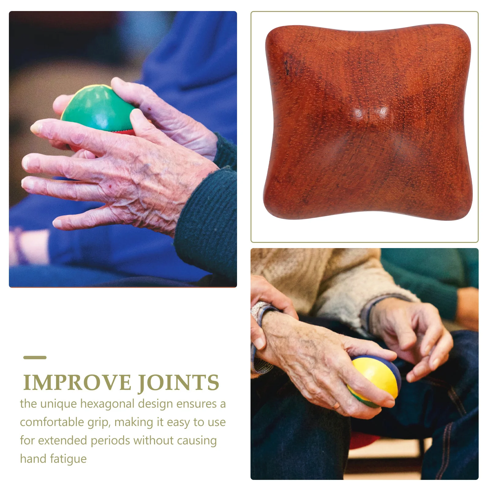 

Деревянный мяч для упражнений для рук с шестиугольным дизайном для массажа и улучшения разглажимости Мяч Баодин для домашнего офиса, путешествий