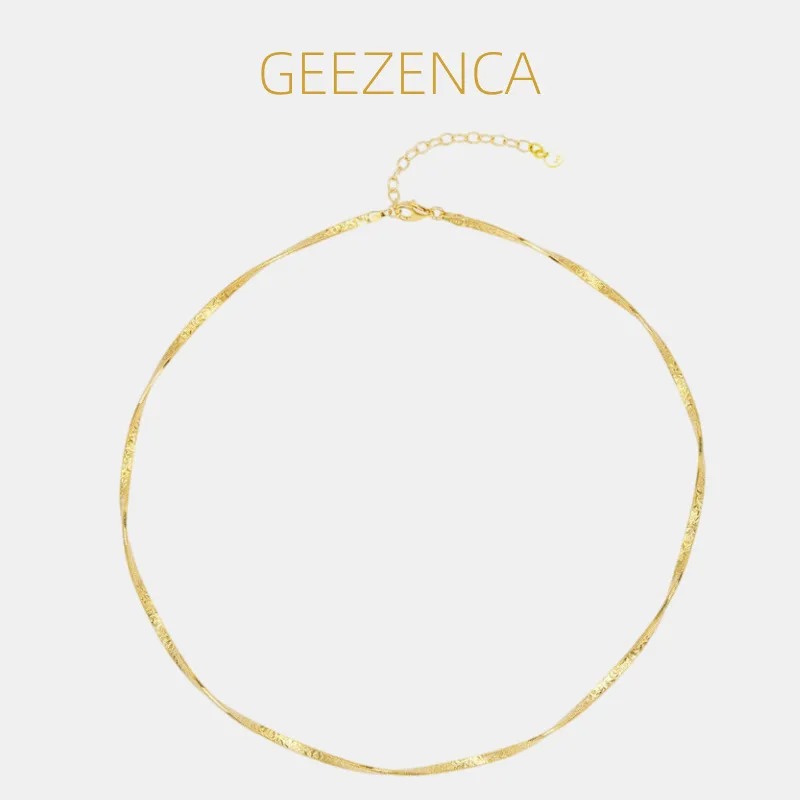 

GEEZENCA Italian Jewelry S925 Silver Twisted Omega Chain Chokers Necklace Women Worn Alone Or With Pendant Stackable Luxury Gift