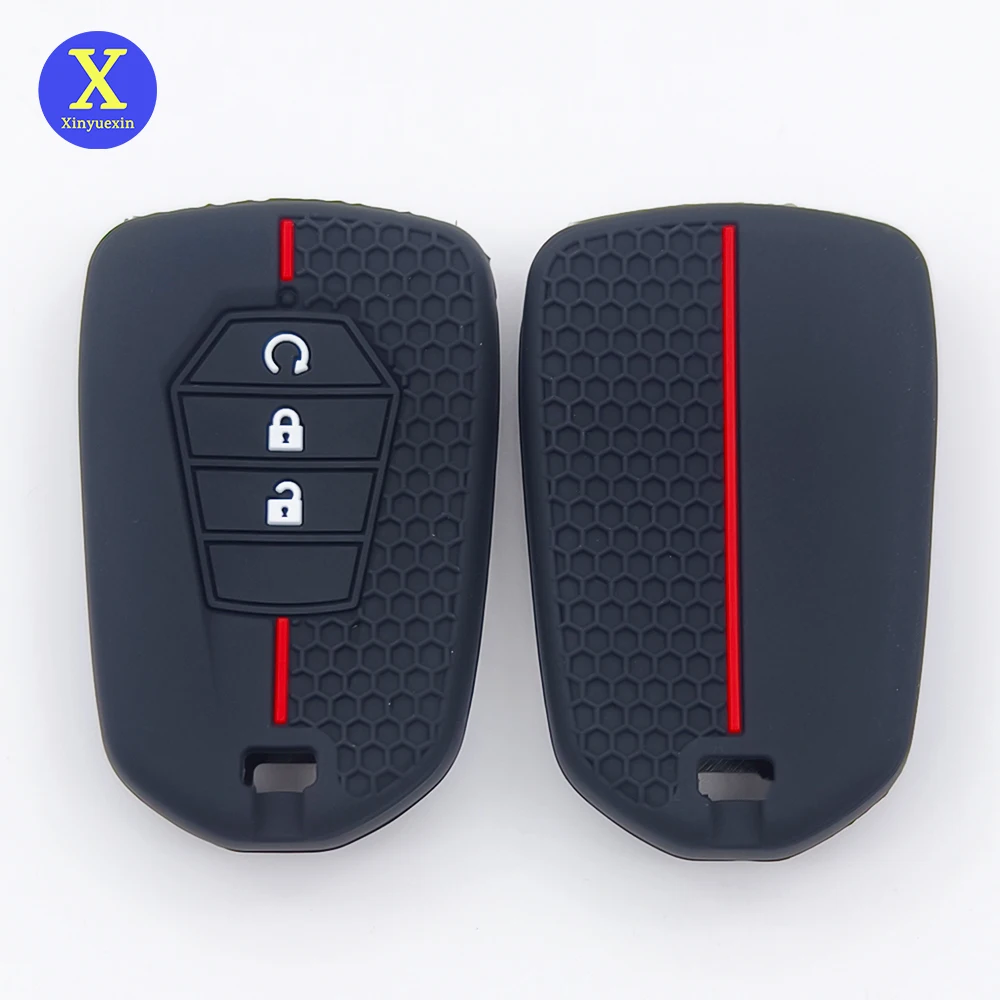 

Силиконовый чехол для автомобильного ключа Xinyuexin для Mazda для ISUZU FTR MU-X D-MAX, 3 кнопки, умный пульт дистанционного управления, защита, 2 шт./лот