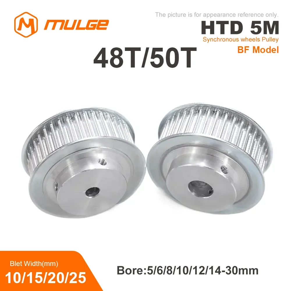 

HTD5M Timing Pulley 48T/50Teeth BF Type Bore 5/6/8/10/12/14/15-30mm Belt Width10/15/20/26mm 3D printed parts 5GT