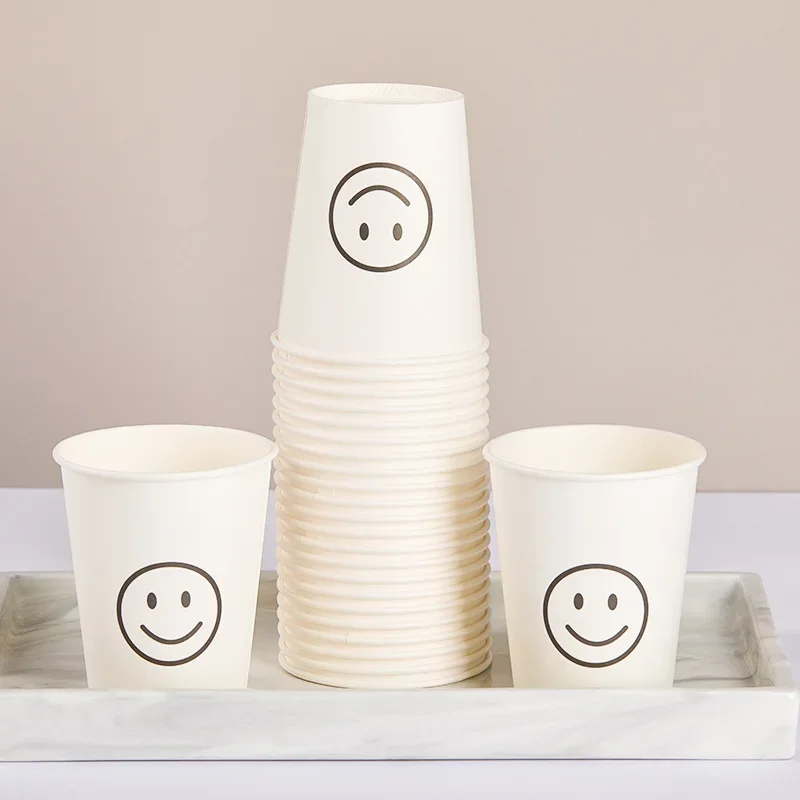 

50pcs 250ml Paper Cups Natural Pulp Personalized Disposable Coffee Tea Milk Cup Drinking Accessories Camping Party Supplies종