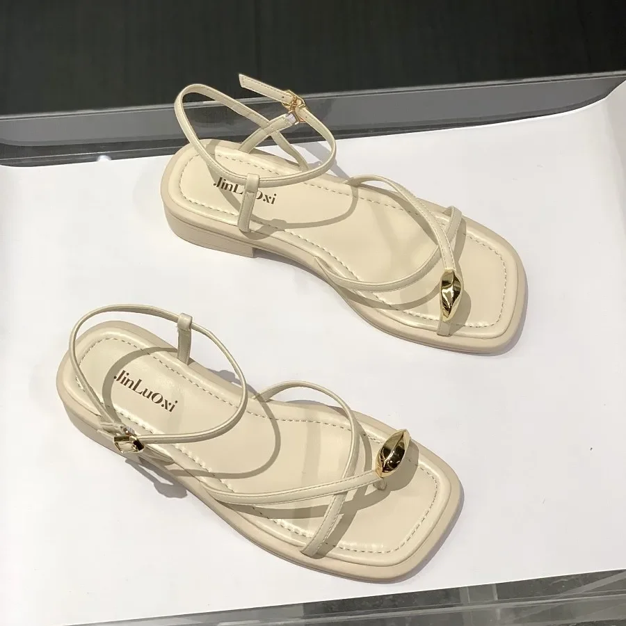 Roman Style Open Toe Summer 2025 Outdoor Sandals For Women Footwear Ladies Shoes Flat Chic And Elegant With Young On Sale Offer