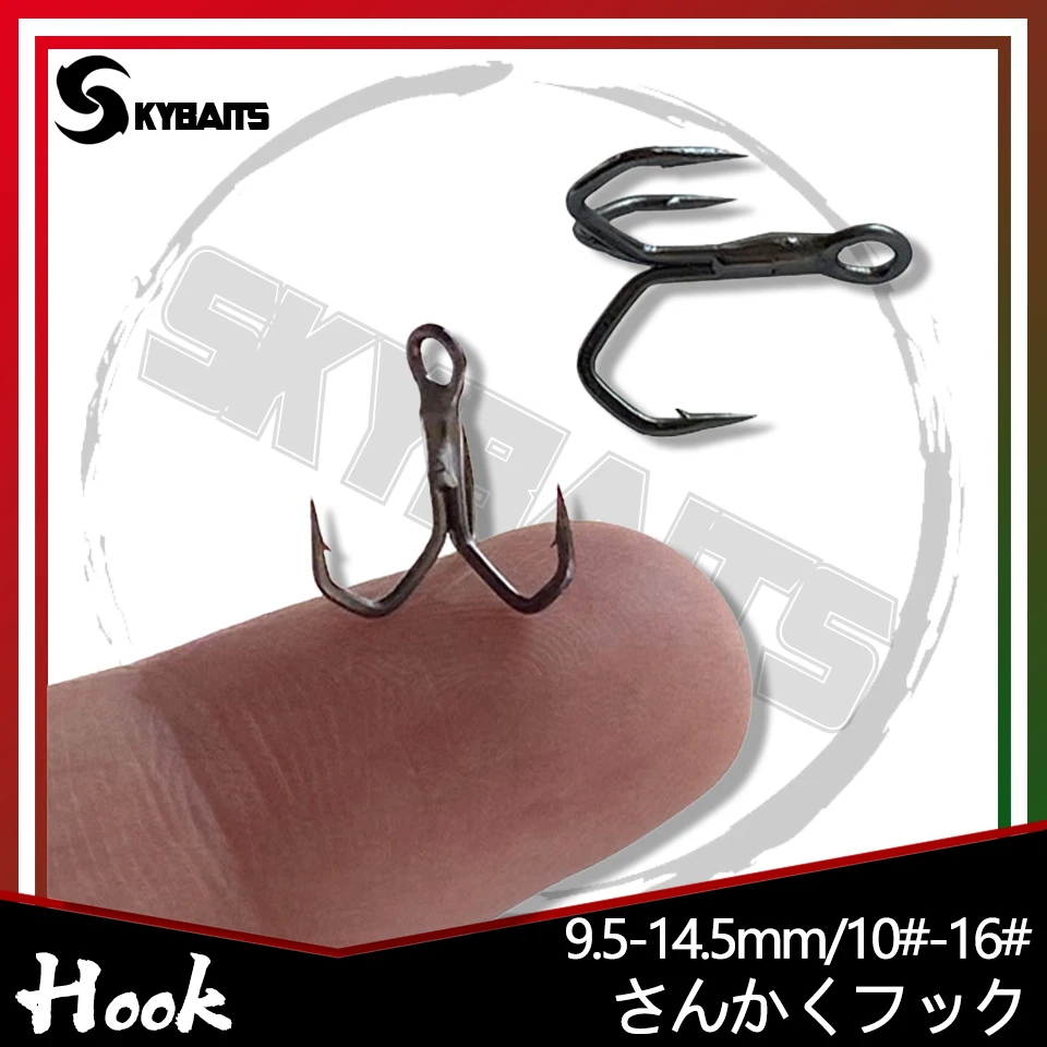 Loogdeel 10PCS 10#/12#/14#/16# Treble Hook Black Color High-Carbon Steel Saltwater High Strength Hooks Fishing Hook