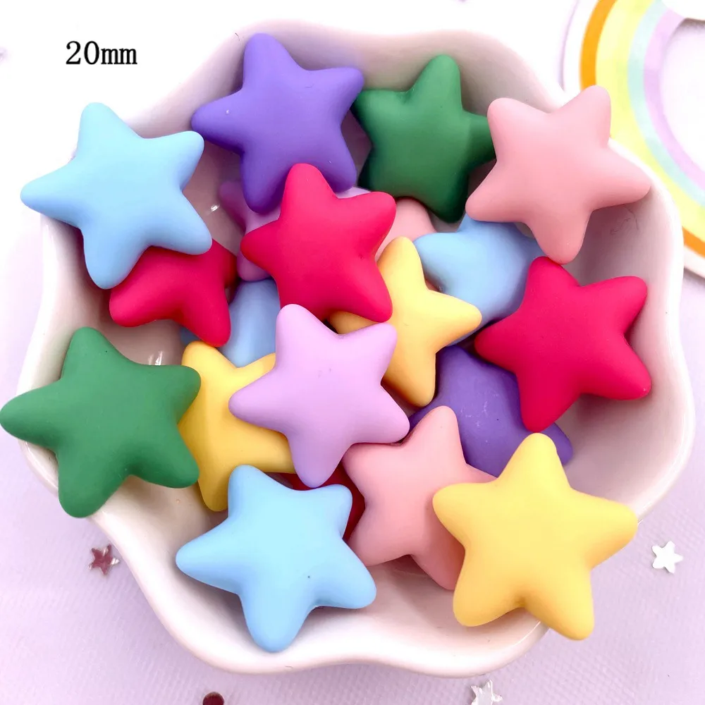 Resin 20mm  Colorful Cartoon Frosting Candy Color Star Gems Flatback Stone Figurine 20PCS Scrapbook DIY Hair  Accessories  Decor