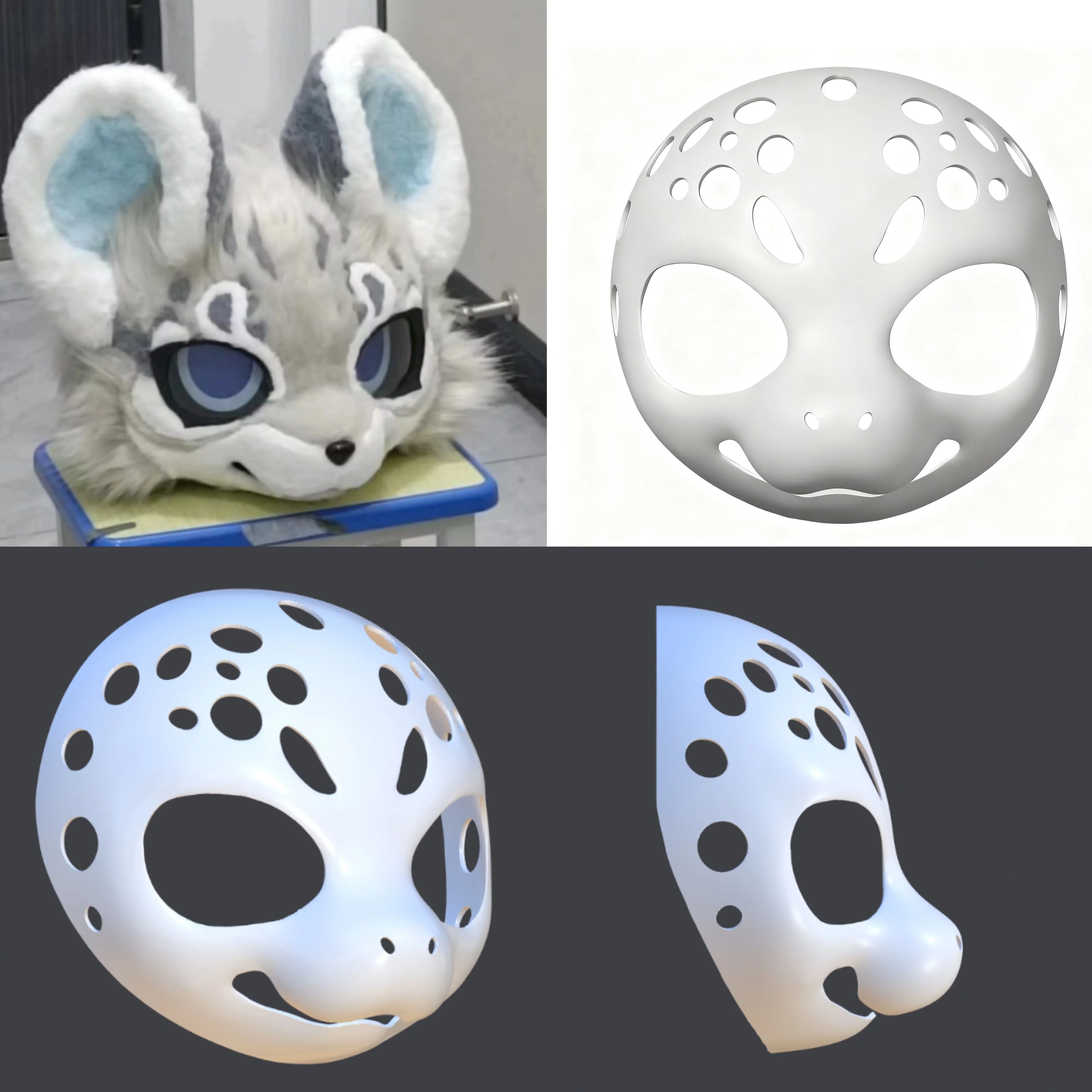 

Kemono Base Mask Dragon and Snake Skull 3D Printing Beast Suit Cosplay Costume Accessory Comes with Eye Mask Teeth Nose Head