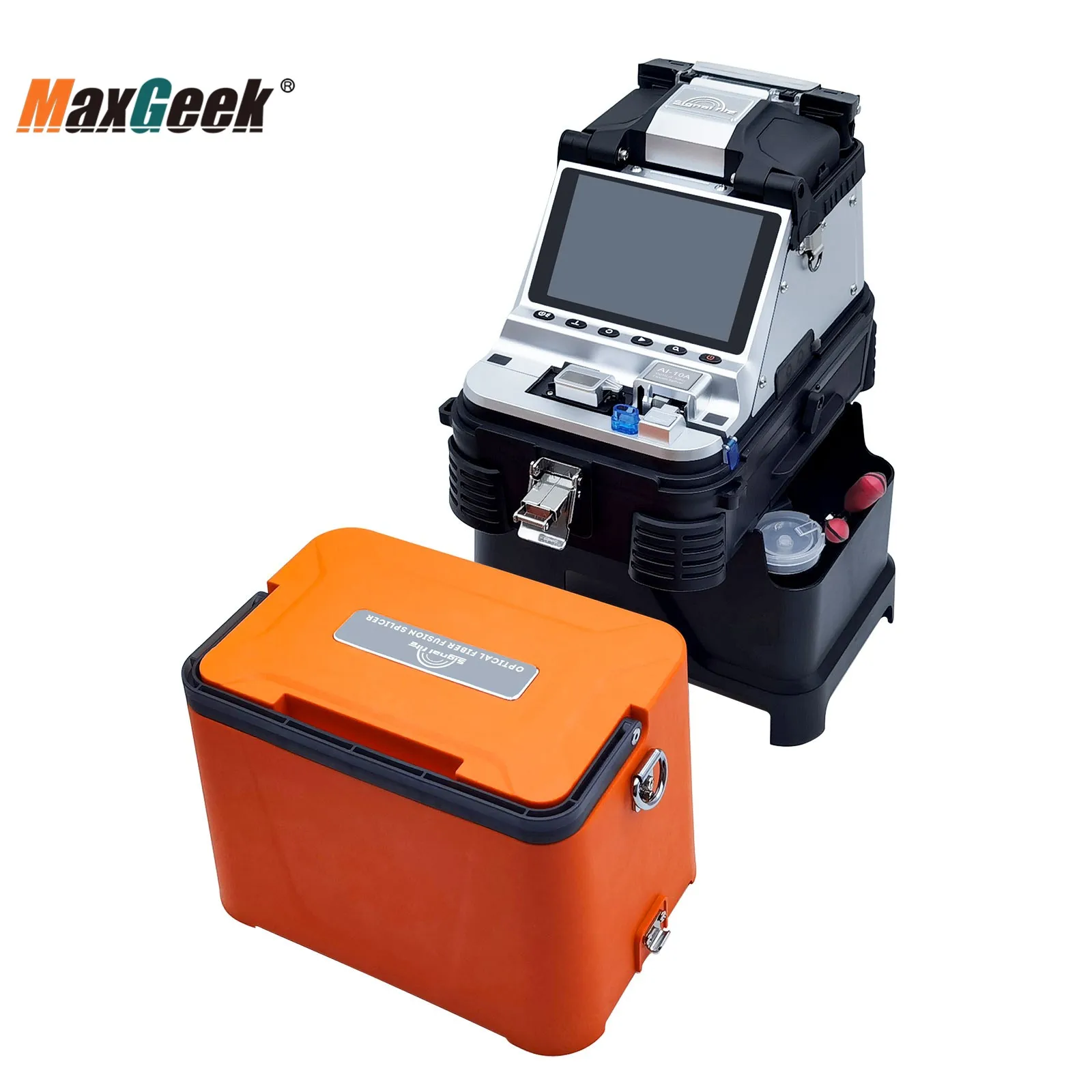 Maxgeek AI-10A Fourth Generation Trunk Line Optical Fiber Fusion Splicer with 5-inch TFT Screen and 8-in-1 Signal Fire Stripper