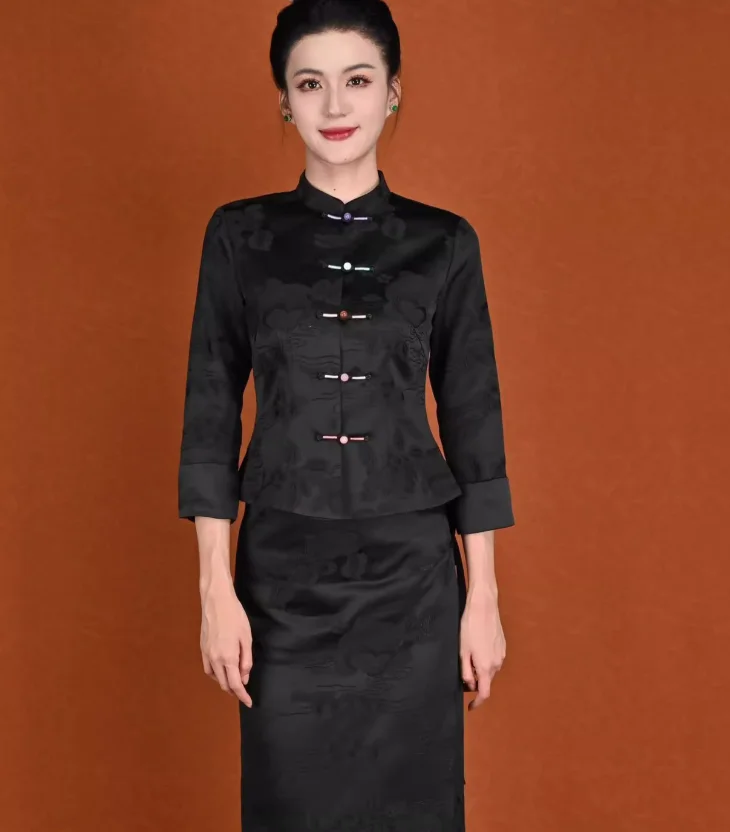 Chinese Dai Ethnic Style Clothing Slim Fitting Chinese Tea Clothing