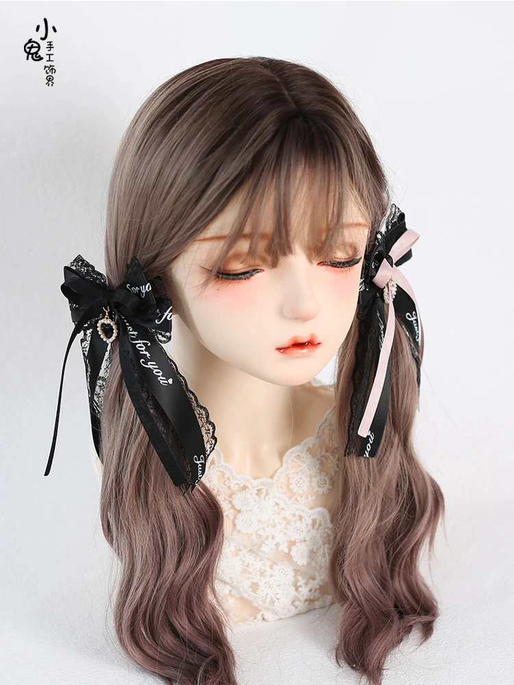 Accesorios para el cabello de Lolita japonesa, diadema de sirvienta Y2K con lazo dulce con volantes, tocado de disfraz de Anime Cosplay