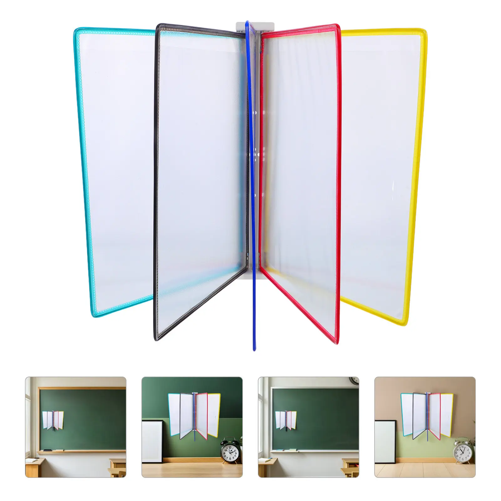 

Wall Mounted A4 File Folder Holder 5-Page Flip Document Rack Magazine Display Organizer Office Classroom Public Spaces