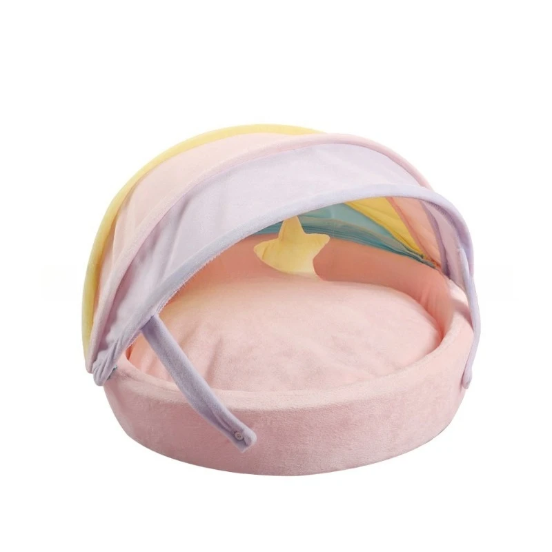 

Dog cat cartoon semi-closed folding rainbow nest pet nest universal in all seasons and warm in winter removable and washable cat