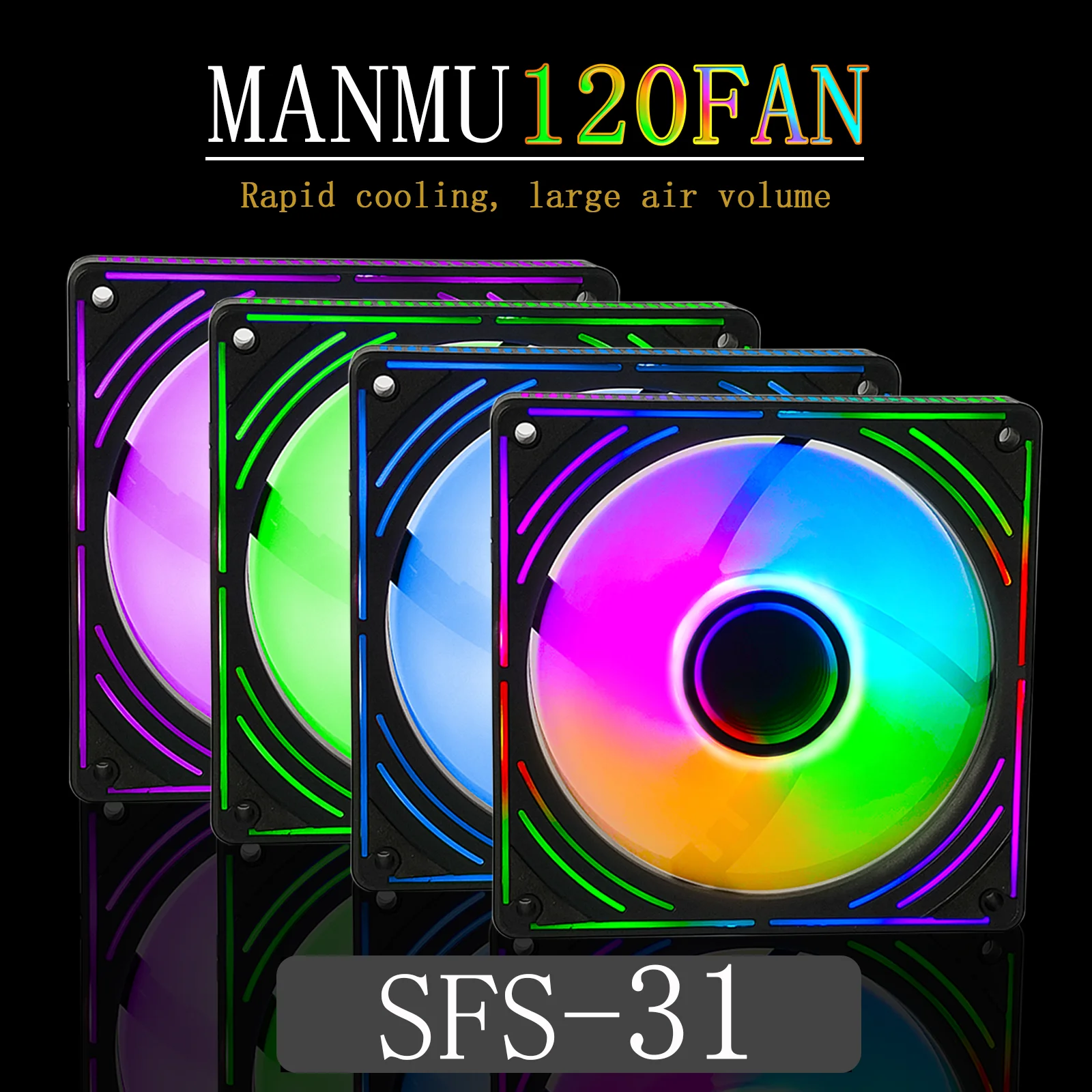MANMU 120mm Computer Rgb Cooling Cooler Fan ARGB Infinity Mirror PC Case Fan Computer Case Fan 5V3pin