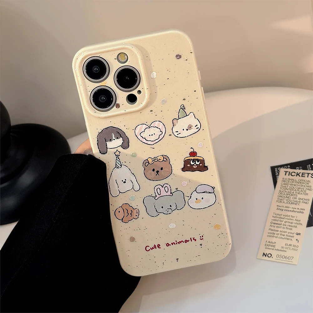 Luxury Dog Art Club Phone Case for iPhone 15 14 13 12 11 Pro Max Plus Splash Ink Cartoon Animal Bumper Cover