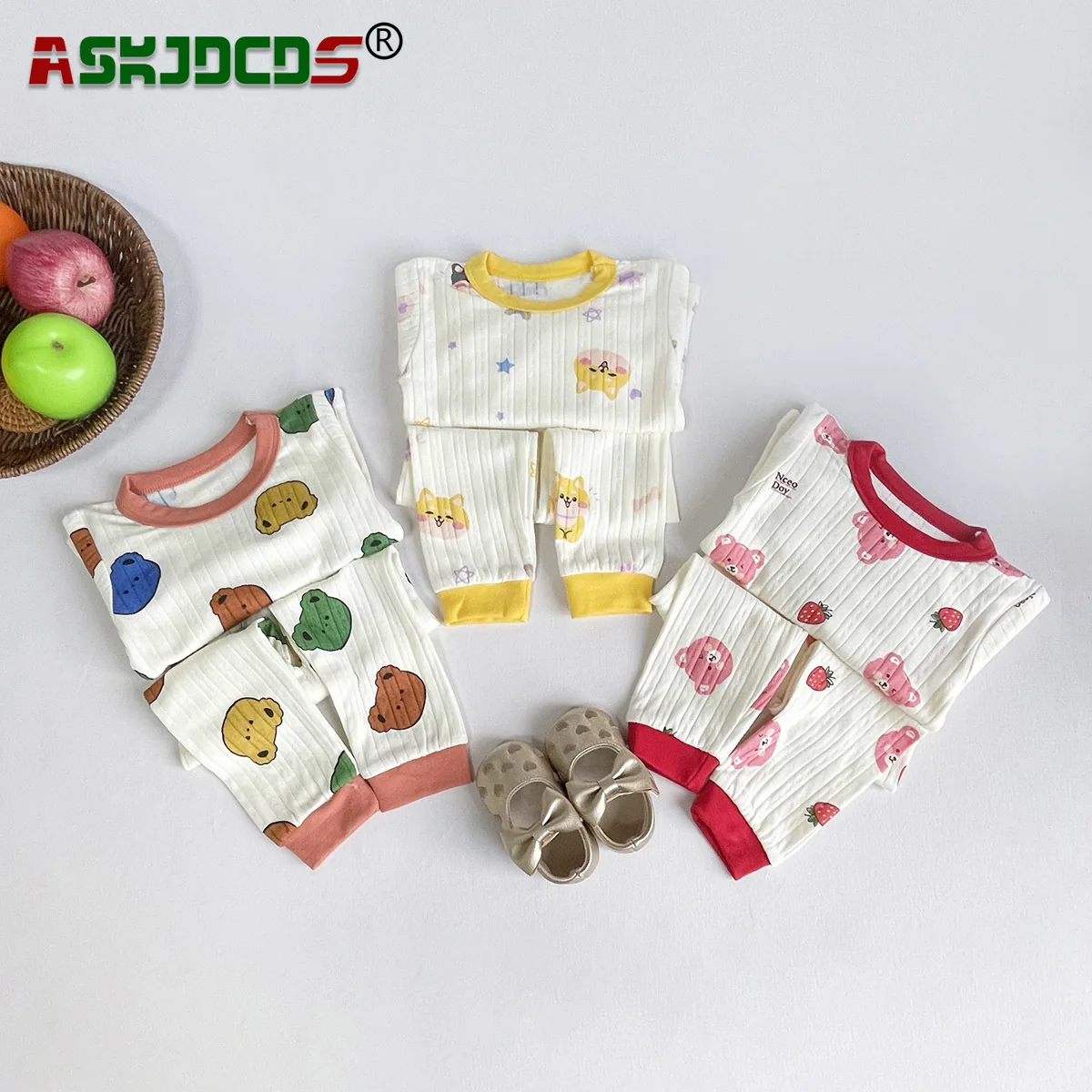 

New 2023 Autumn Jacquard Cotton Set: Long Sleeve Underwear for Baby Boys and Girls, Perfect Pajamas Sleepwear Homewear