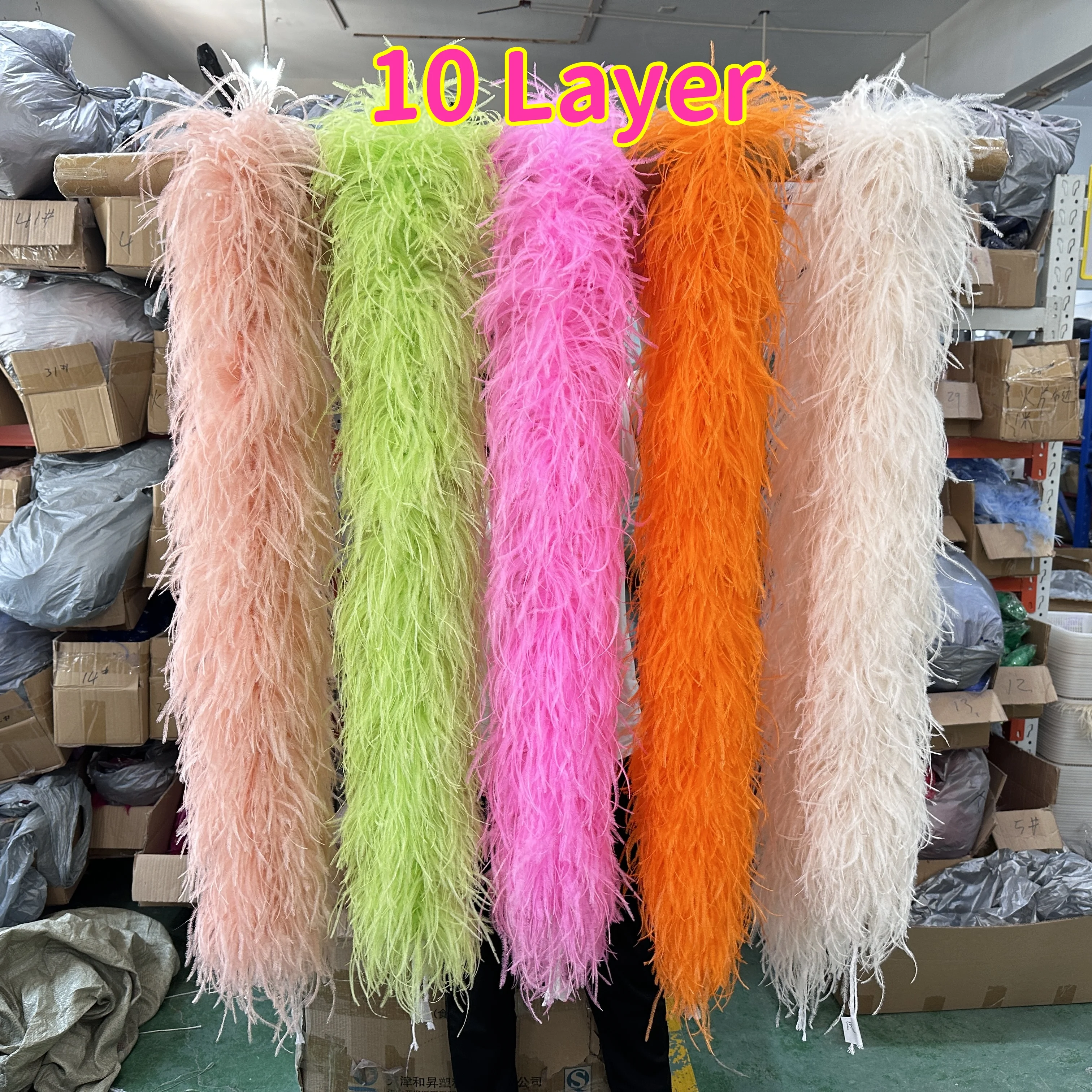 

Dyed Colorful Ostrich Feather Boa 6 10PLY Ostrich Feathers Trim for Wedding Party Clothing Craft Decoration Accessories 2 Meters