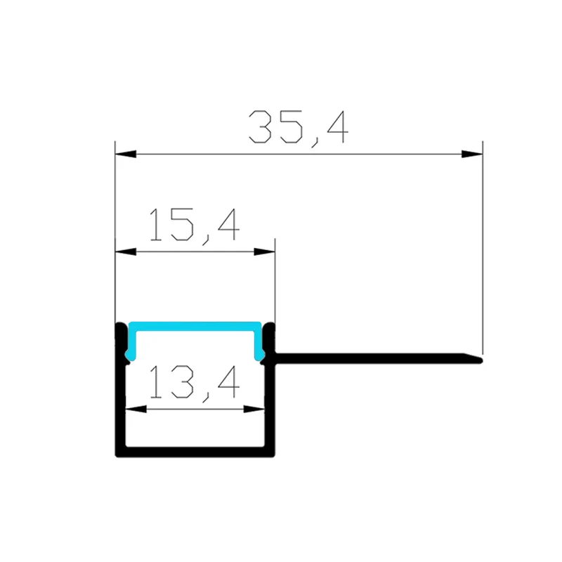 Wholesale 35x13mm Recessed Drywall Plaster Profiles For Ceiling Led Strip Light Aluminum Profile Channel Plasterboard Bar Strip