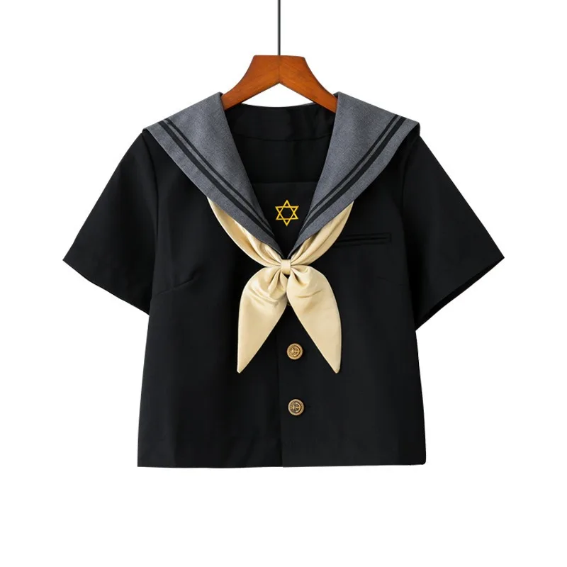 Japanische Schuluniform für Mädchen Sweet Lolita Sailor Koreanische Uniformen Anime Cosplay Langarm 8L9HL3Y6 Hemd Faltenrock