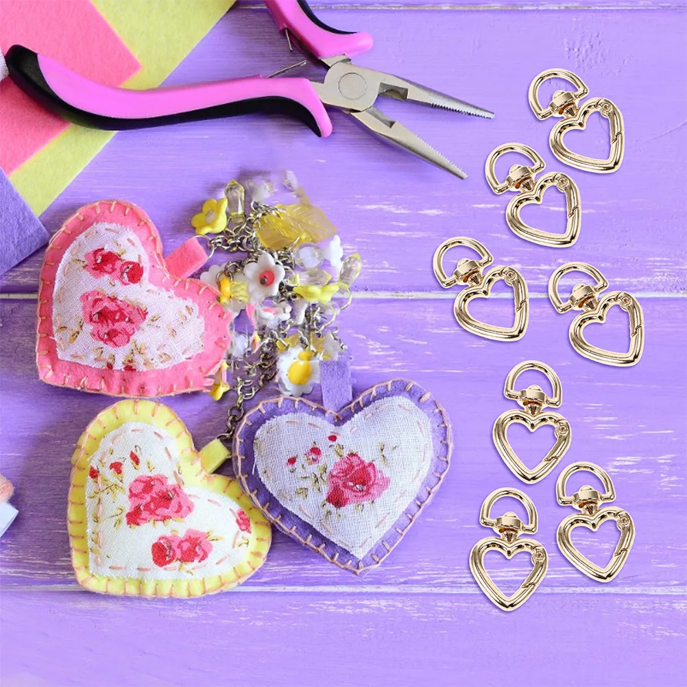 

12Pcs Heart Shape Keychain Clips Spring Buckle Clips for Bags Key Rings Heart Clasp Carabiner Hooks Cute Accessories