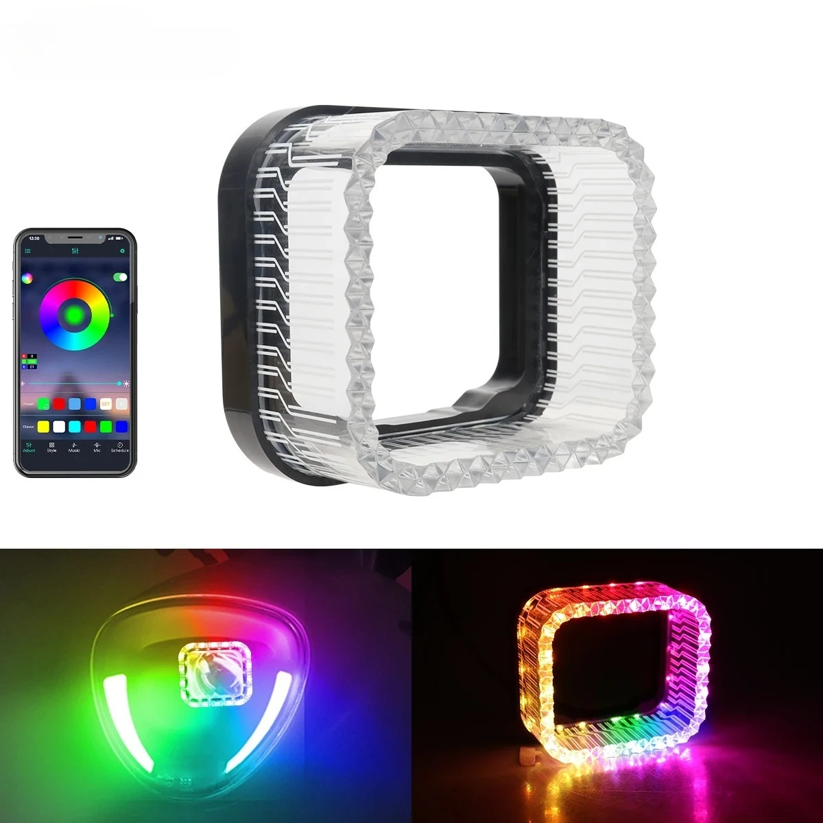 

1.5/3inch Car 12V LED Round Square Angel Eye Aperture Daytime Running Light Headlight Cars Motorcycle Ring Aperture Decor Light