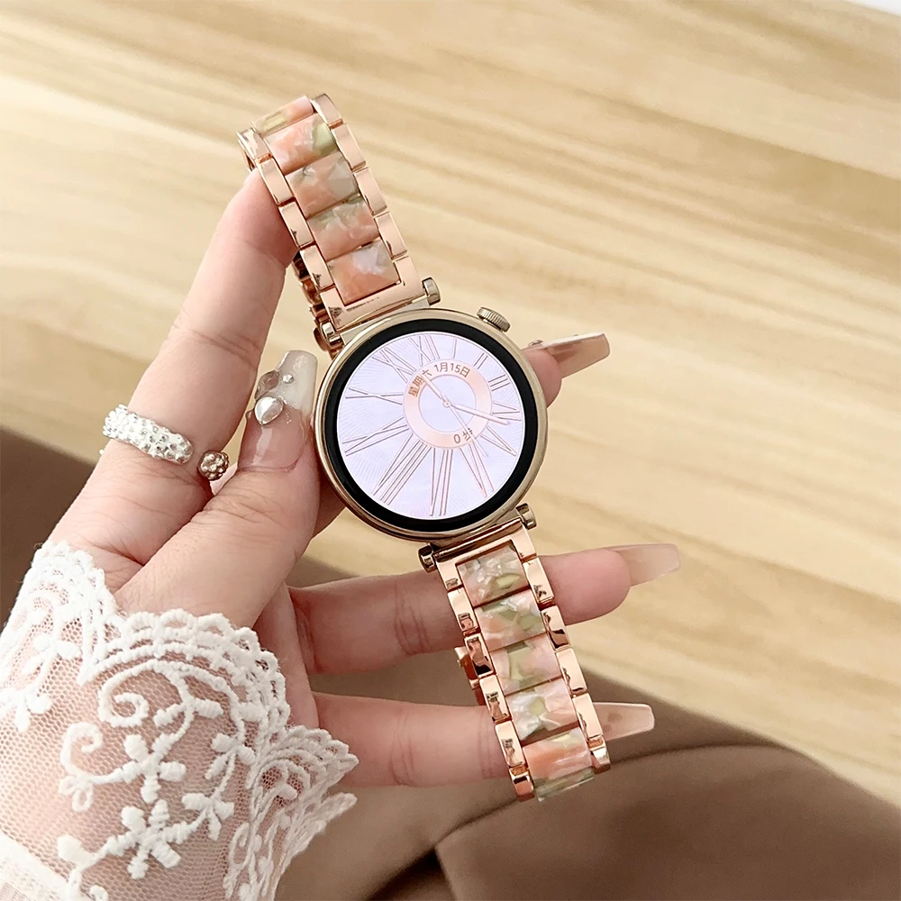 18/20/22mm Women Steel+resin Band for Huawei GT5 Pro 42mm OPPO X2 Mini Luxury Strap for Samsung Galaxy 7 40/44mm Amazfit Active2