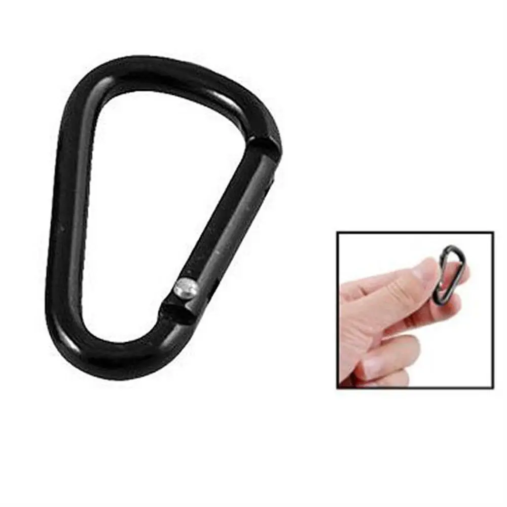 10pcs Practical Key ring D-Shaped Aluminum Alloy Black Keychain Hanging Buckle Carabiner Hook