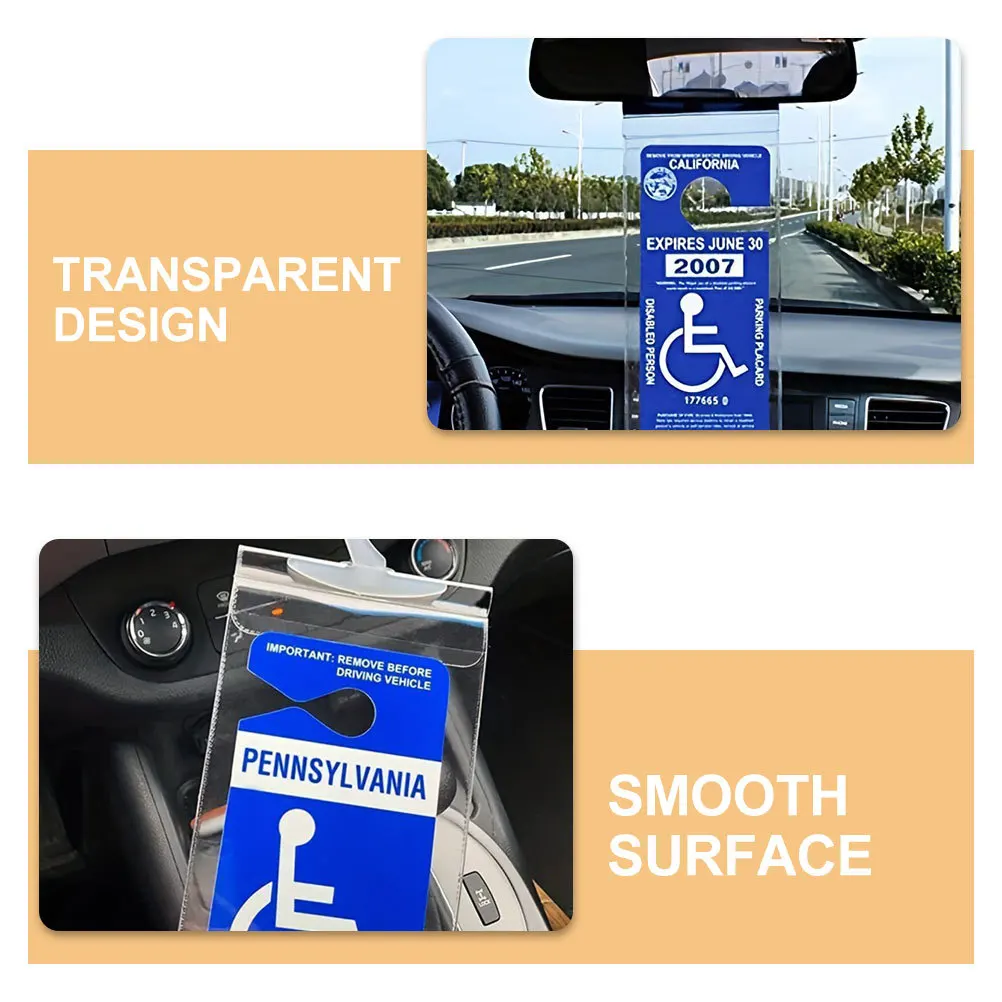 

5pcs Handicap Placard Holder Transparent Parking Permit Holder For Car Large Hook Secure Hang Disability Gadgets Storage Bag