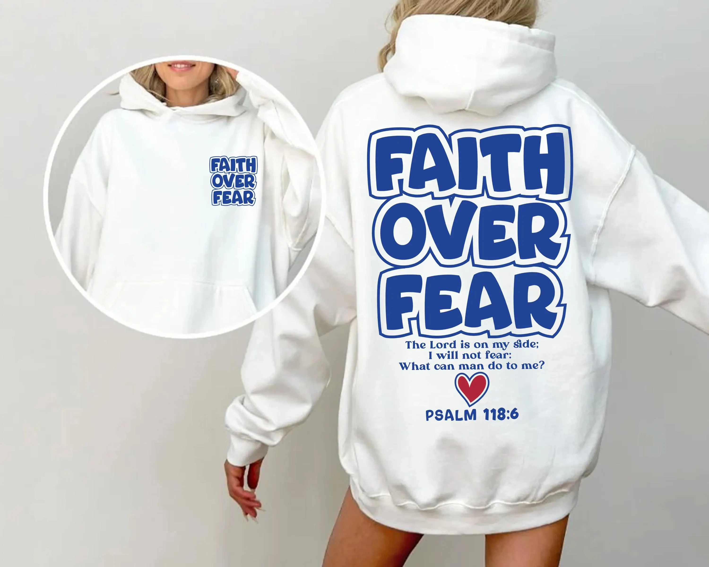 

Христианская толстовка с капюшоном Faith Over Fear, мужская и женская толстовка с длинными рукавами, пуловер Y2k, топы, осенне-зимняя одежда, толстовки