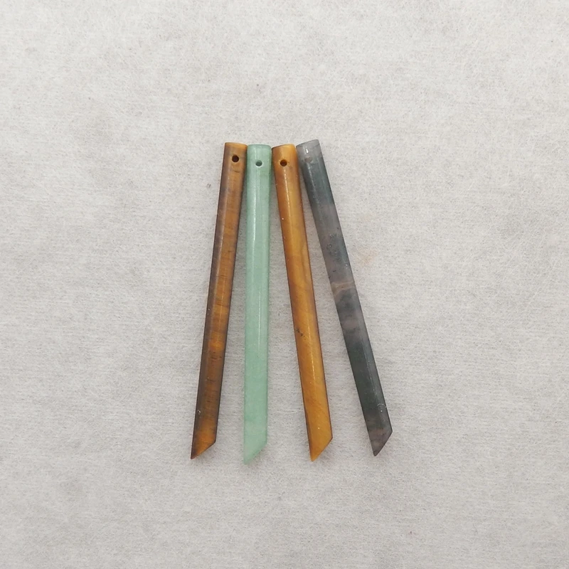 

Набор длинных бусин-подвесок из натурального камня в ассортименте, камень «Тигровый глаз», моховый агат, зеленый оникс, модное изготовление ювелирных изделий, 56x4 мм, 8,9 г, 4 шт.