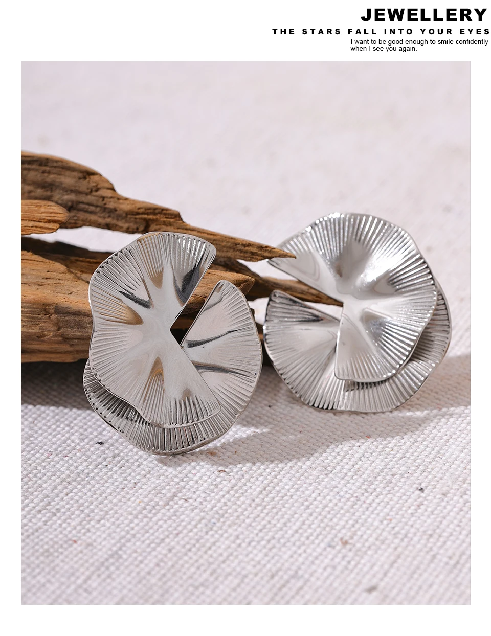 Yhpup Creative Stainless Steel Metal Flower Big Stud Earrings Fashion Attractive Statement Jewelry Women Personality Gift