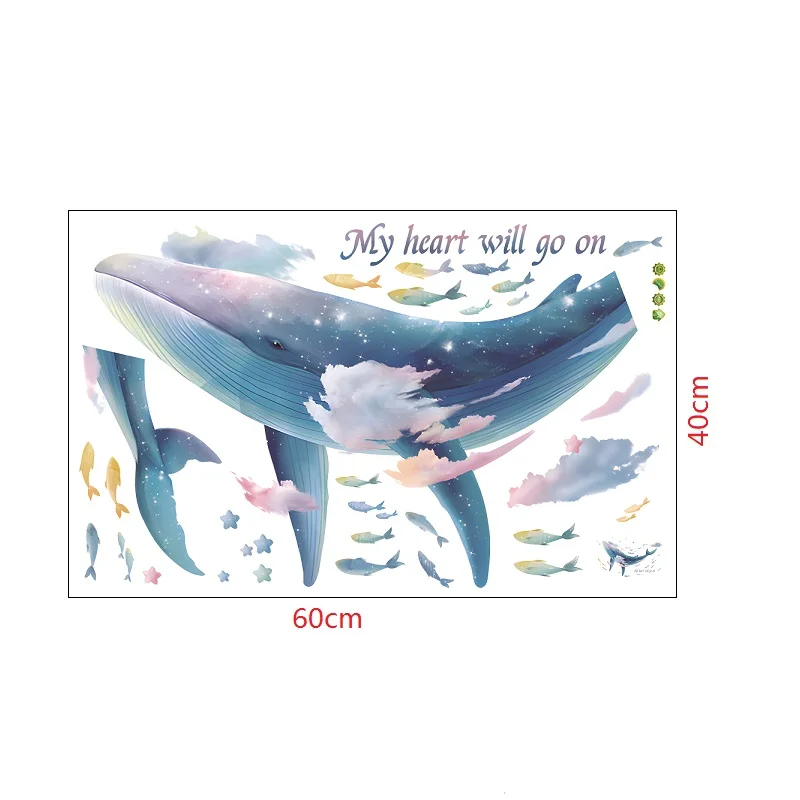 Underwater starfish dolphin wall sticker for living rooms cartoon  Height rule sticker kids room  home decor wall decals murals