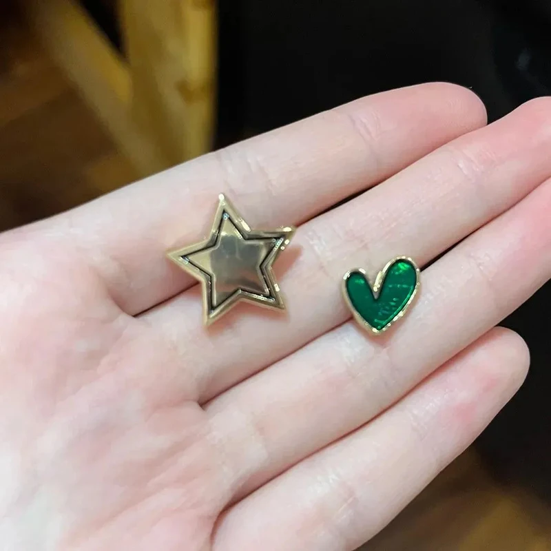 Game The Freak Circus Harlequin Cosplay Earrings Badge Love Irregular Ear Studs Star Metal Brooch Jewelry Accessories