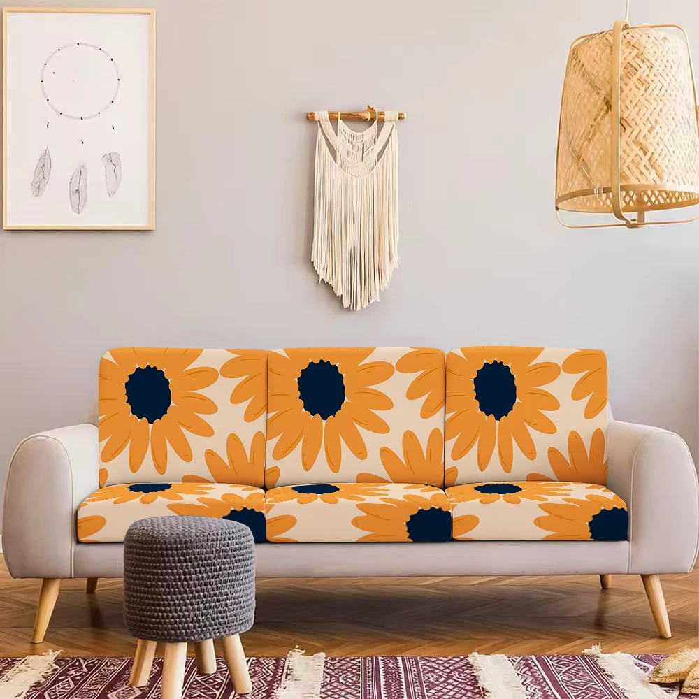 Summer Outdoor Sofa Cover with Sunflower Print, Milk Silk Fabric, Pet - Friendly, Machine - Washable, Non