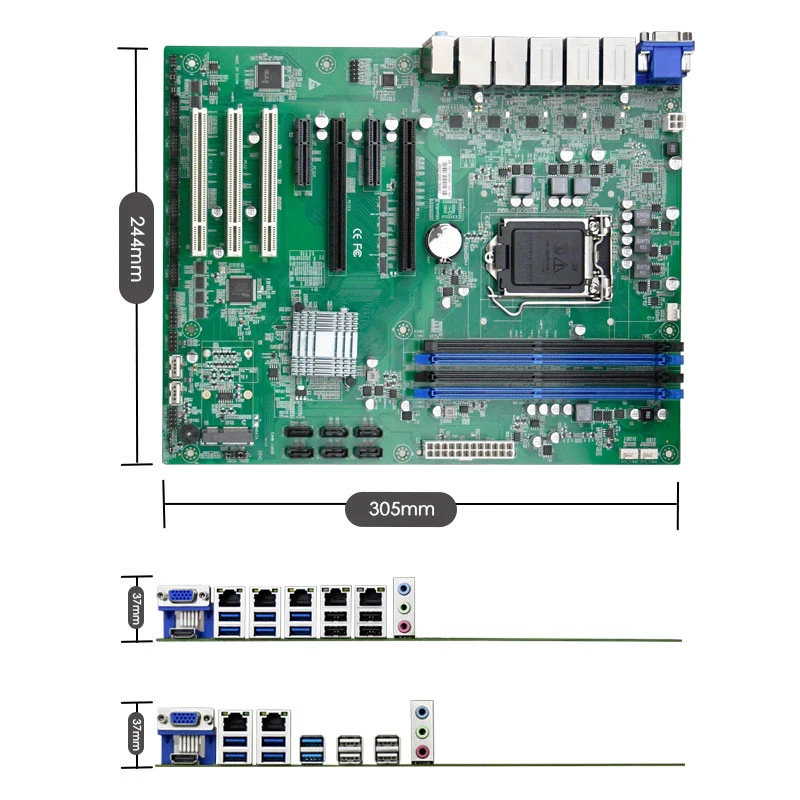 Eip ATX Moederbord EAMB-1585 CPU LGA 1151/Optioneel 2 LAN of 5 LAN/DDR4 Ondersteuning 64 GB Geheugen Computer Server Moederbord