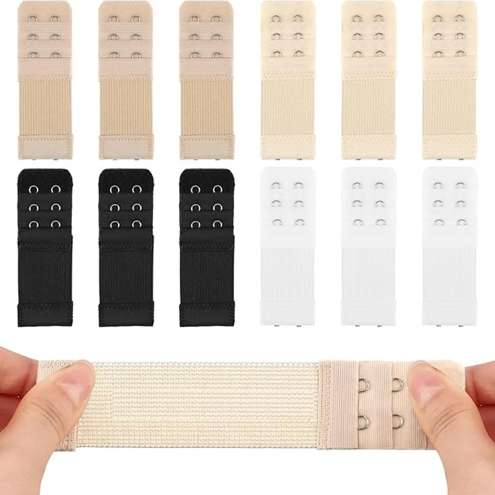 3PCS Bra Extenders 2/3/4 Hook Elastic Bra Extension Set with Stainless Steel Hooks Stretchy Band for Women Travel and Maternity