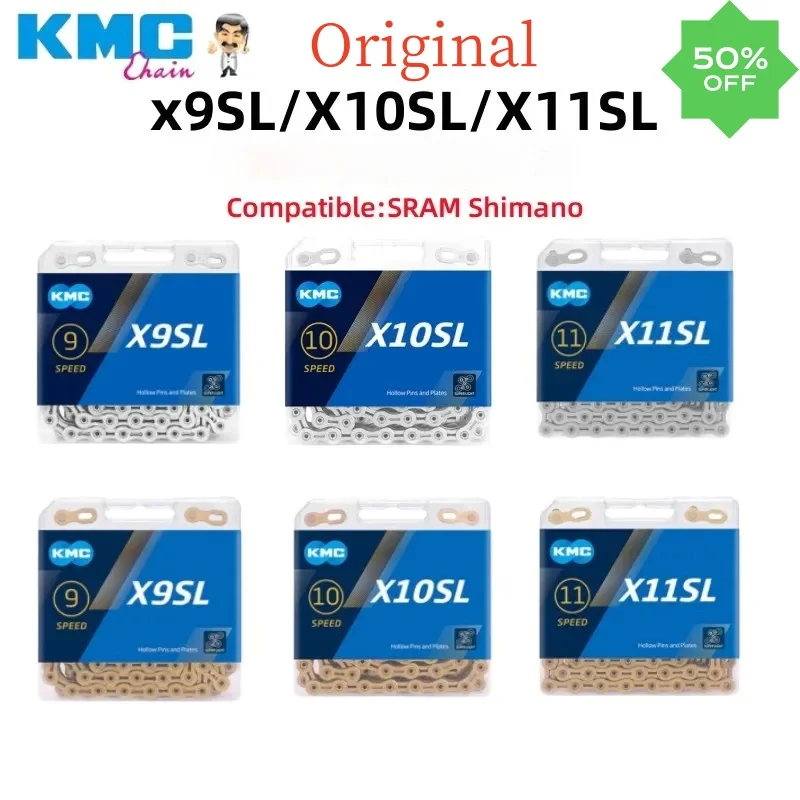 KMC X9SL/X10SL/X11SL Bike Chain Gold Silver Chain 9/10/11 Speed for SRAM MTB/Road Bike Chain