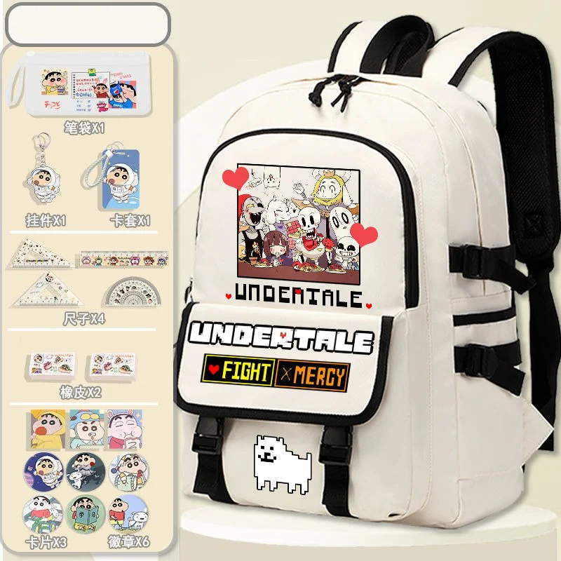 Jala bernafas, 48 × 36 × 16cm hitam putih biru, Undertale Sans, tas sekolah pelajar anak-anak remaja, ransel Anime Mochilas anak perempuan laki-laki