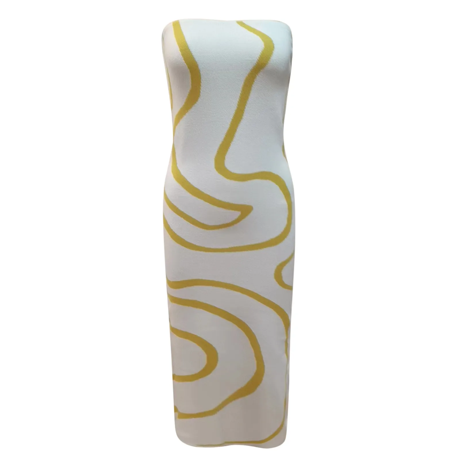 

Striped Strapless Knitted Dress Women Elegant Sexy Sleeveless Wrap Long Dresses Female Fashion Backless Bodycon Party Club Dress