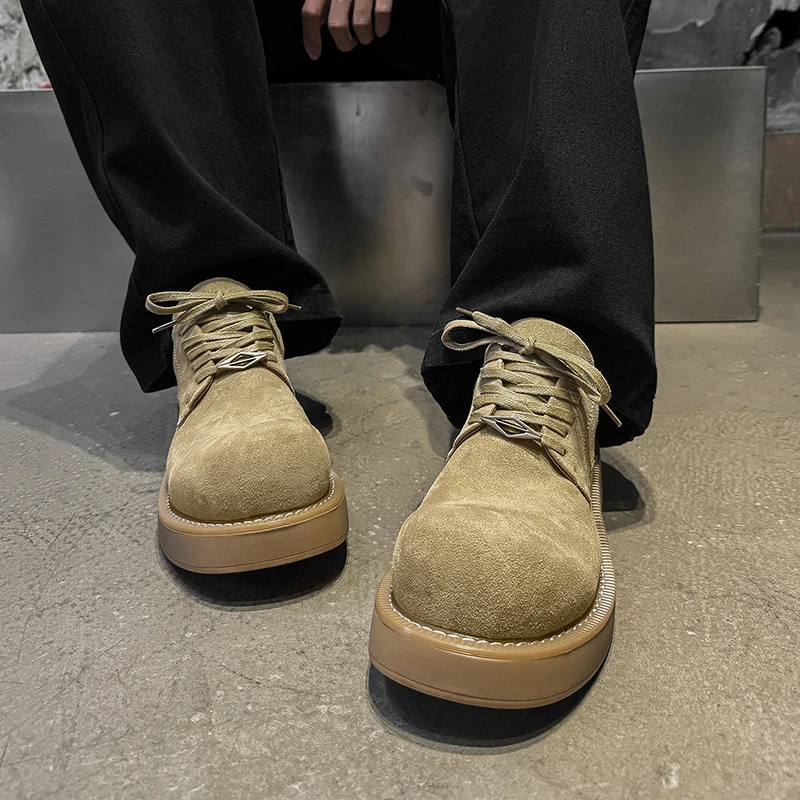 

Men Fashion Derby Shoes Men Casual Height-increasing Large-head Work Leather Shoes Business Couple Shoes Sizes 38-46 Men Shoes