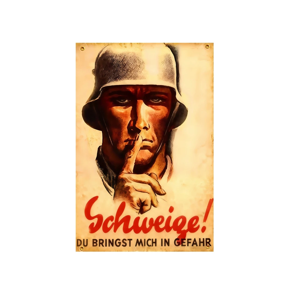 Keep Quiet German Banner Vintage Style 2x3ft 3x5ft Polyester Wall Hanging Decor for Man Cave, Home Bar Living Room