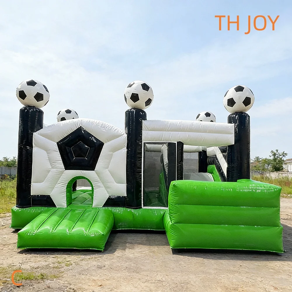 Commerial Football aufblasbares Moonwalk Bounce House Fußball-Türsteher Combo Slide-Spielzeug zu verkaufen