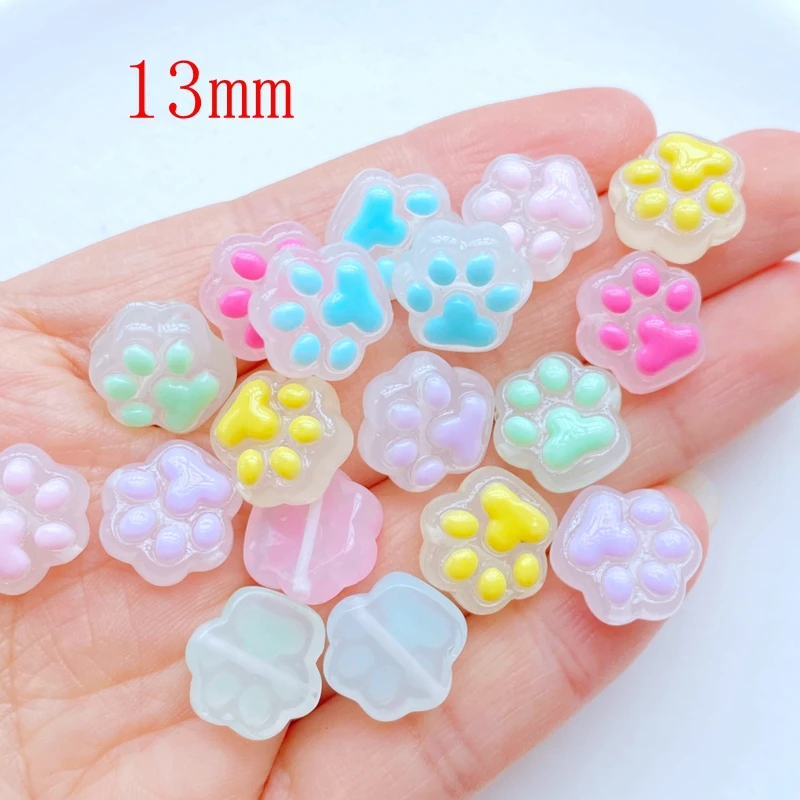 20Pcs New Cute Mini Through Hole Small Foot Flat Back Resin Cabochons Suitable For Bracelets DIY  Decoration Accessories