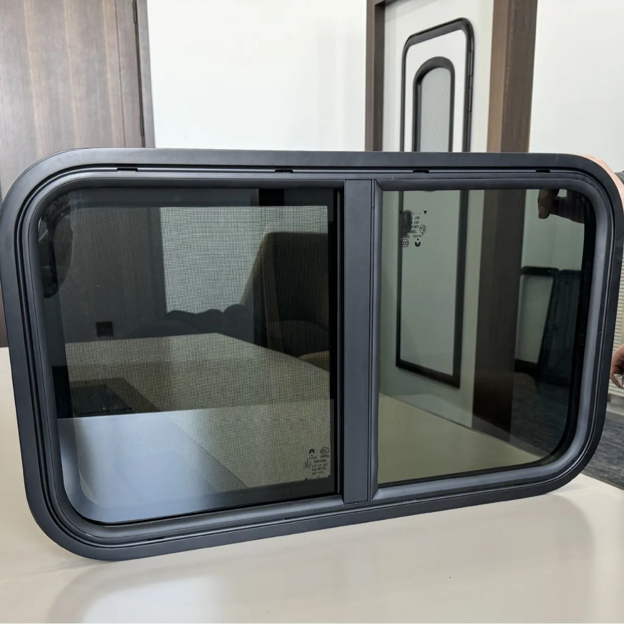 Dual Glazed Acrylic Glass Window for RV Sliding Curved Window Accessory for Caravans and Campers view 6