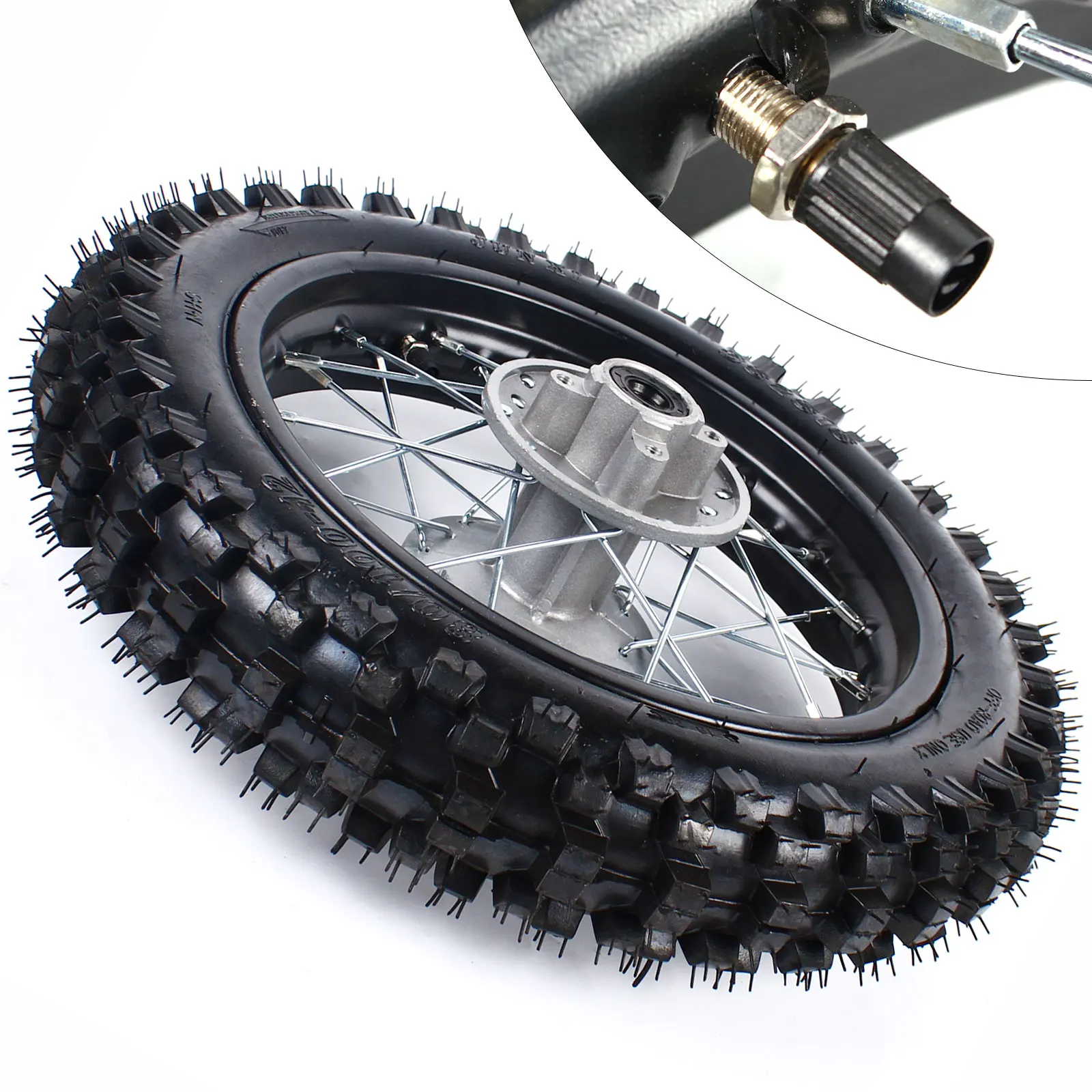 

80/100-12 Rear Tire Wheel Rim Tube with Sprocket Brake Disc Rotor For Dirt Pit ​Bike 70/110/125/140CC