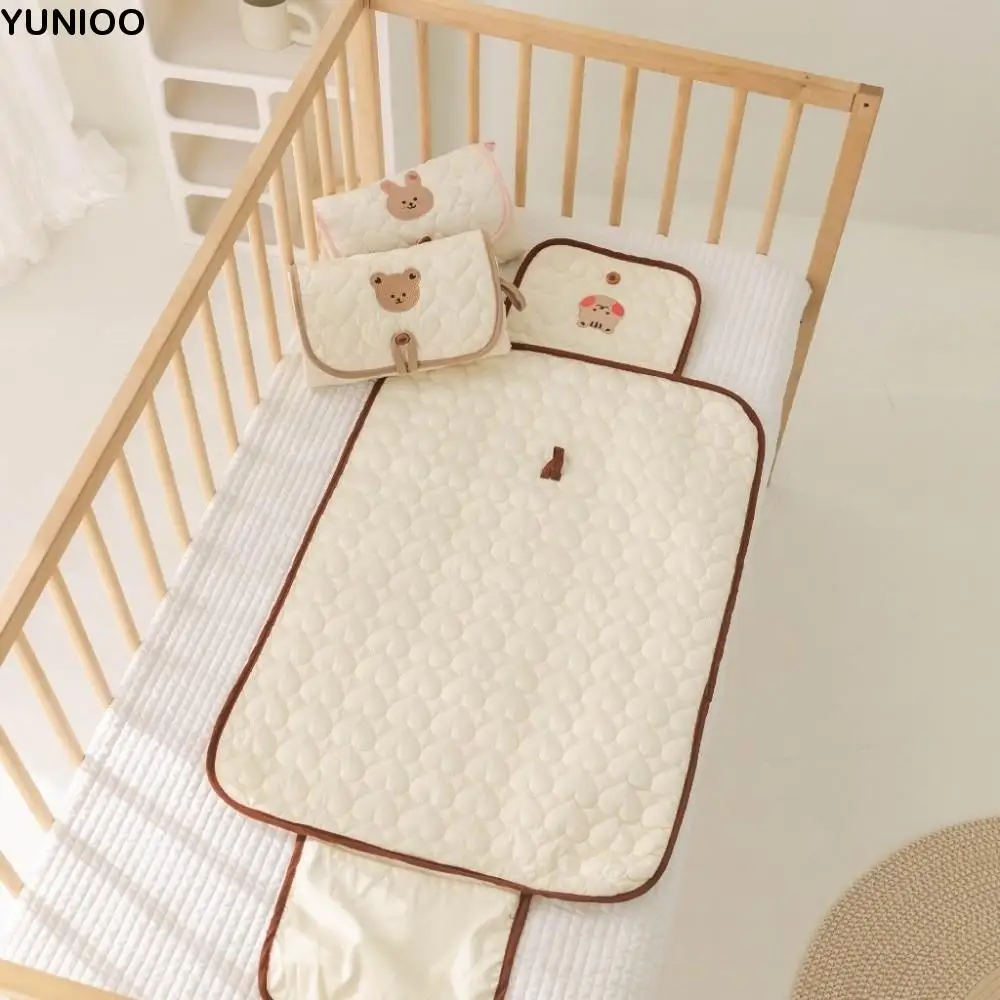 

Bear Diaper Changing Pad Cotton Multifunctional Baby Changing Pad Newborn Travel Changing Station Waterproof