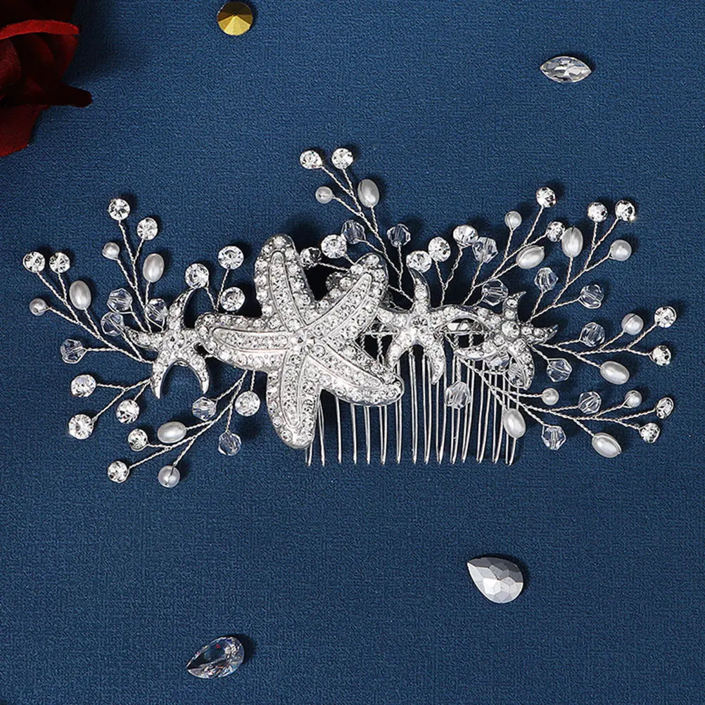 

Fashionable Crystal Pearl Hair Comb Rhinestone Bridal Headpiece Wedding Hair Jewelry for Bride Bridesmaid Flower Girl Beach